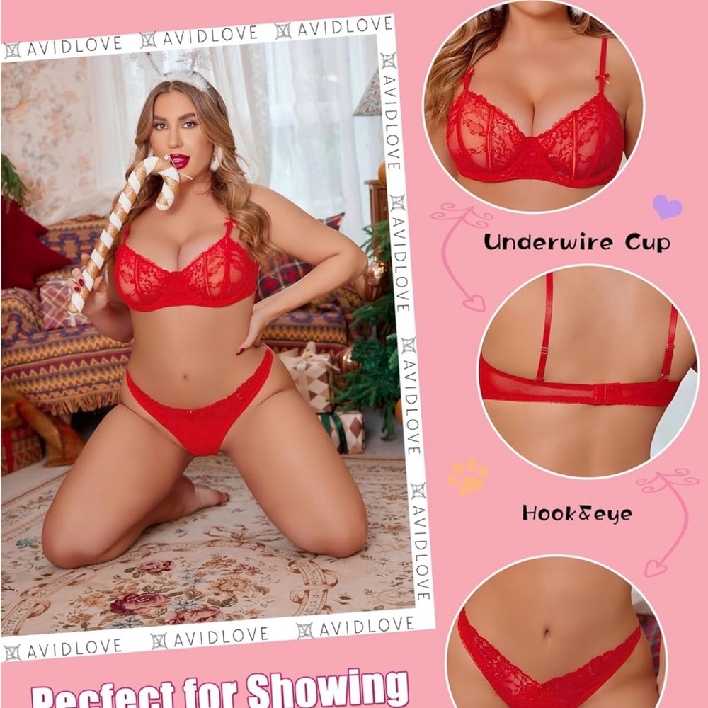 AVIDLOVE Lace Lingerie Set for Women Sexy Bra/ Panty Sets 2 Pieces Underwear  M - Picture 3 of 8